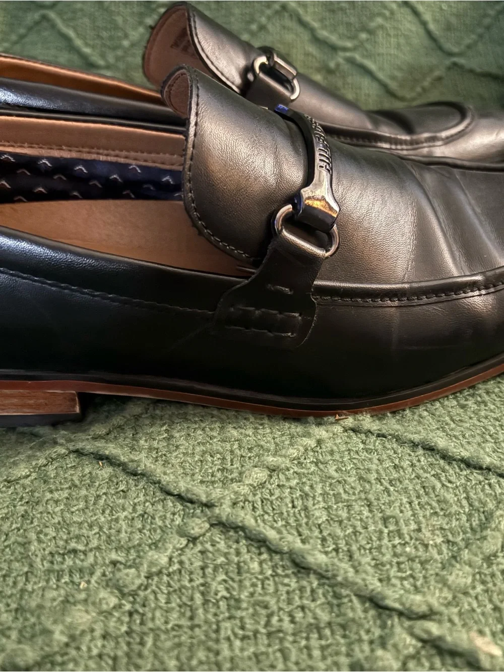 Tommy Hilfiger Black Leather Bit Slip-On Loafers